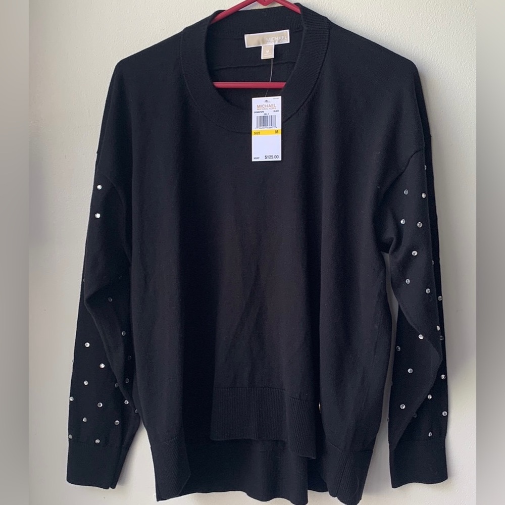 Michael Kors Women’s Medium Designer Sweater Black w Silver Bling New w tags